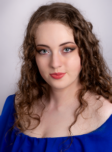 Blue grace. Leah Bell in an elegant portrait in cool blue tones.